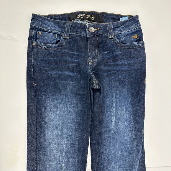 Grane Turbo Bootcut Women's size 9 Short Dark Wash Blue Denim Jeans - Picture 2 of 4